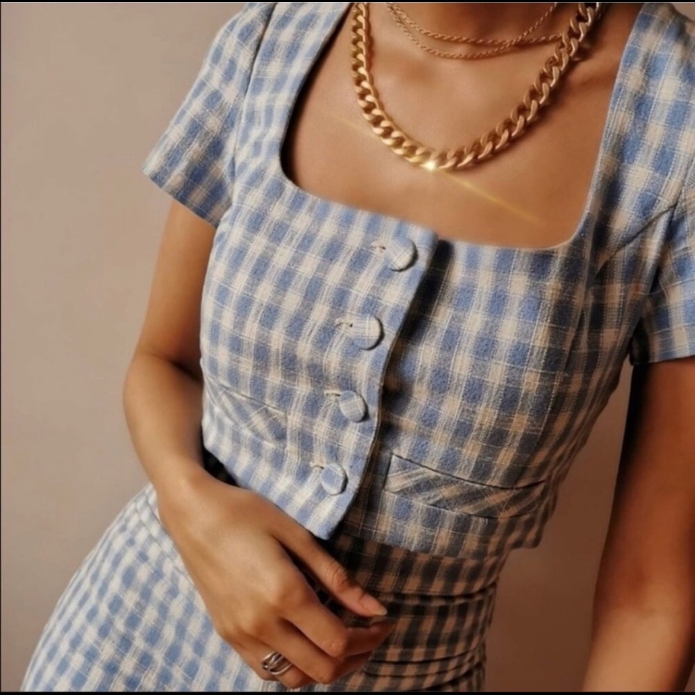 Zara Gingham Plaid Top